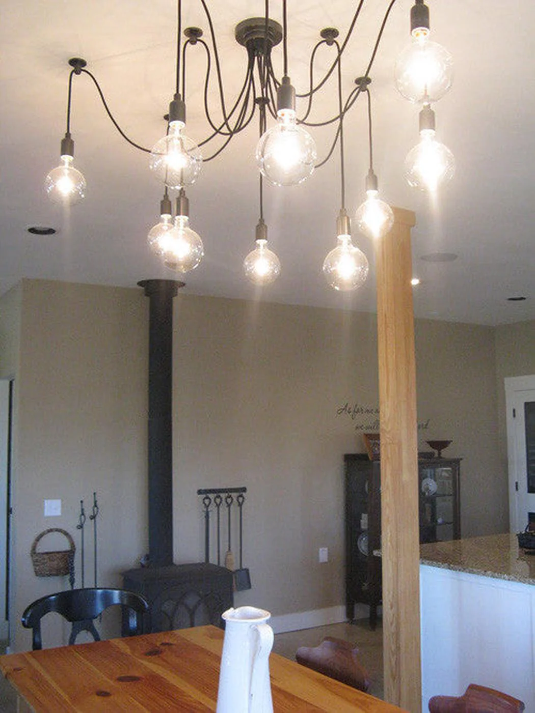 10 head Edison Bare Bulb Pendant Light Chandelier in Black - Image 5