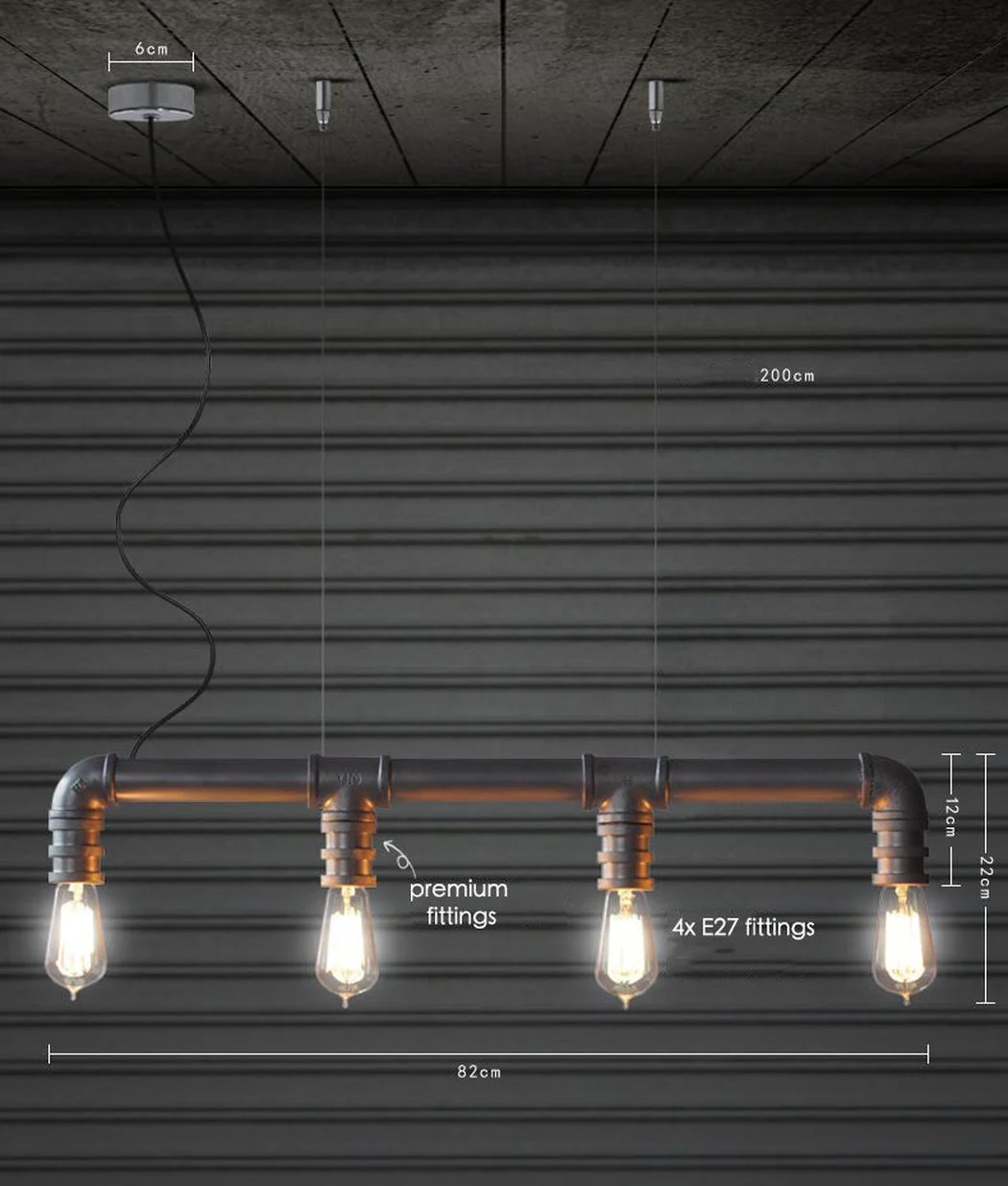 4 head water pipe industrial pendant light - Image 10