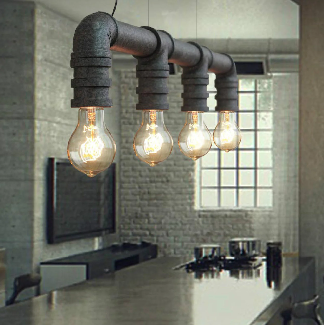 4 head water pipe industrial pendant light - Image 2