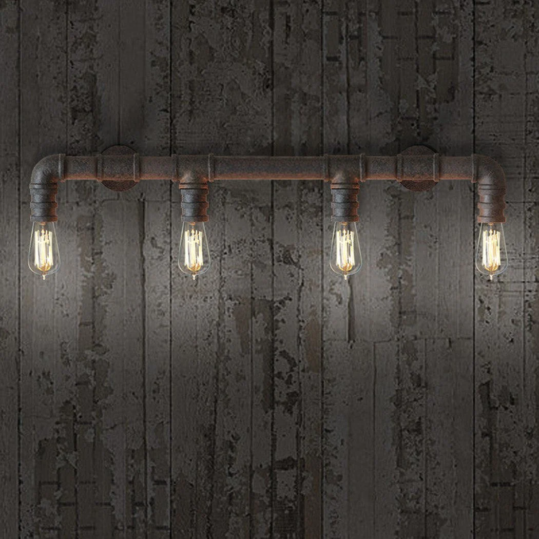 4 head bare bulb Water Pipe Industrial loft wall light sconce - Image 2