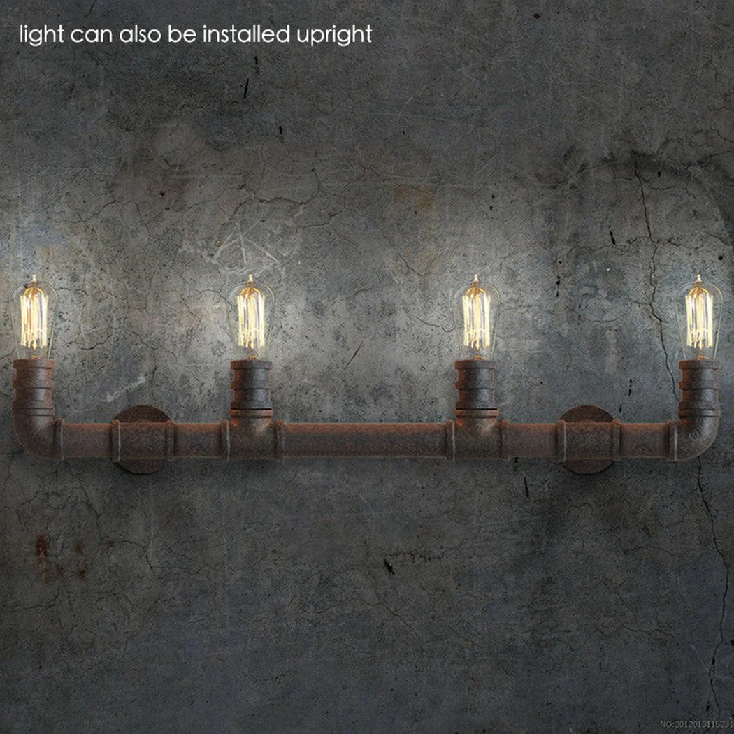 4 head bare bulb Water Pipe Industrial loft wall light sconce - Image 3