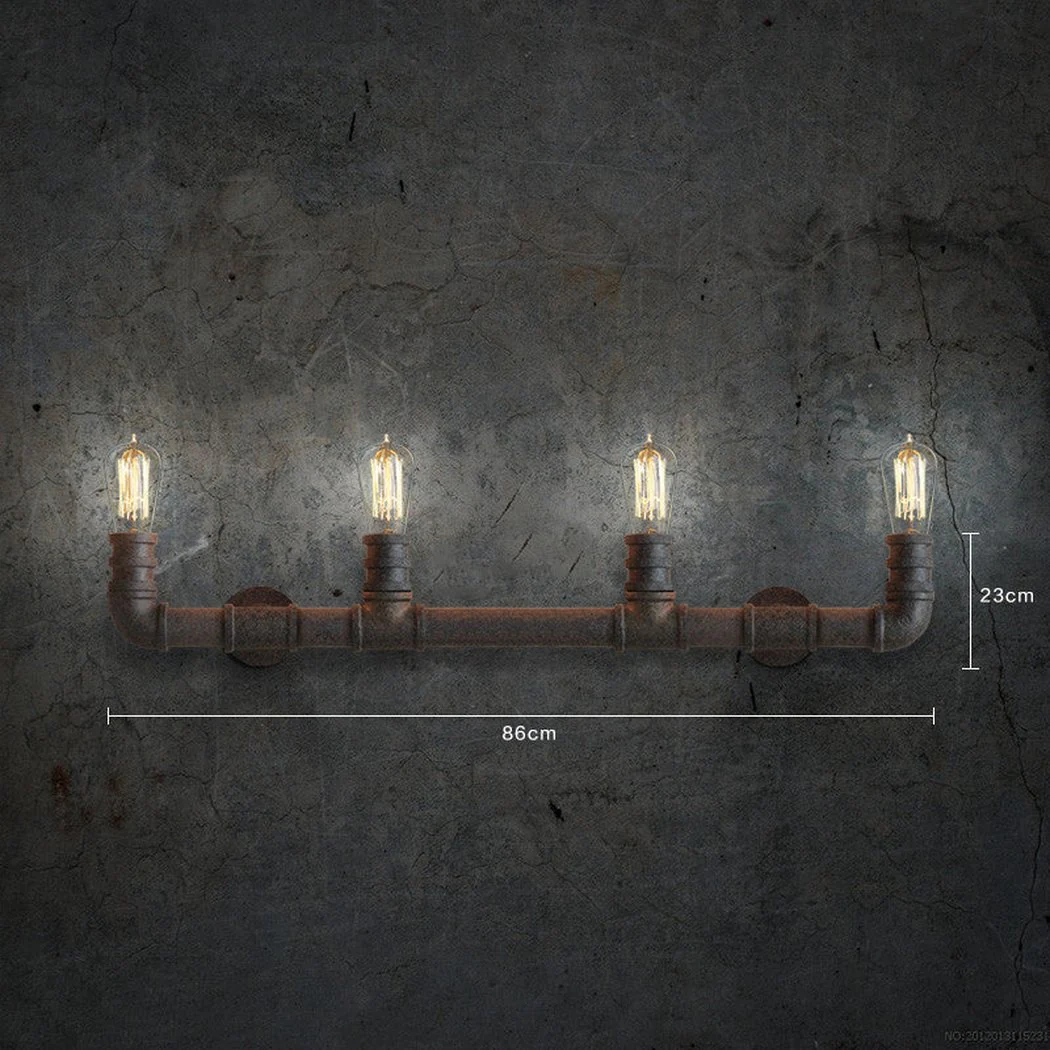 4 head bare bulb Water Pipe Industrial loft wall light sconce - Image 4