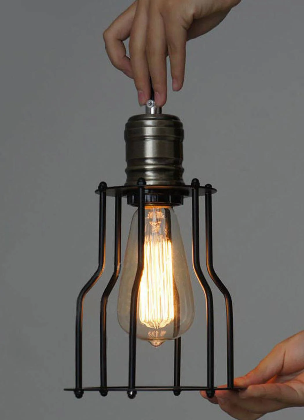 Industrial Wire Cage 6 Bulb Pendant Light - Image 6