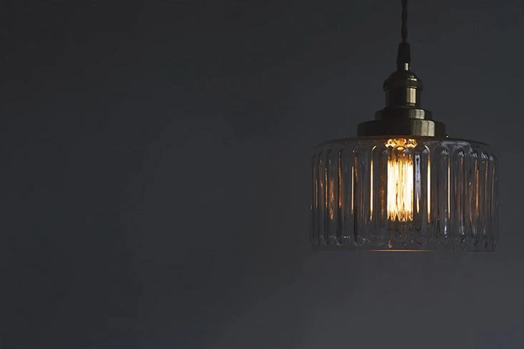 Adelaide Glass Mid Century Vintage look Brass Fitting Pendant Light - Image 4