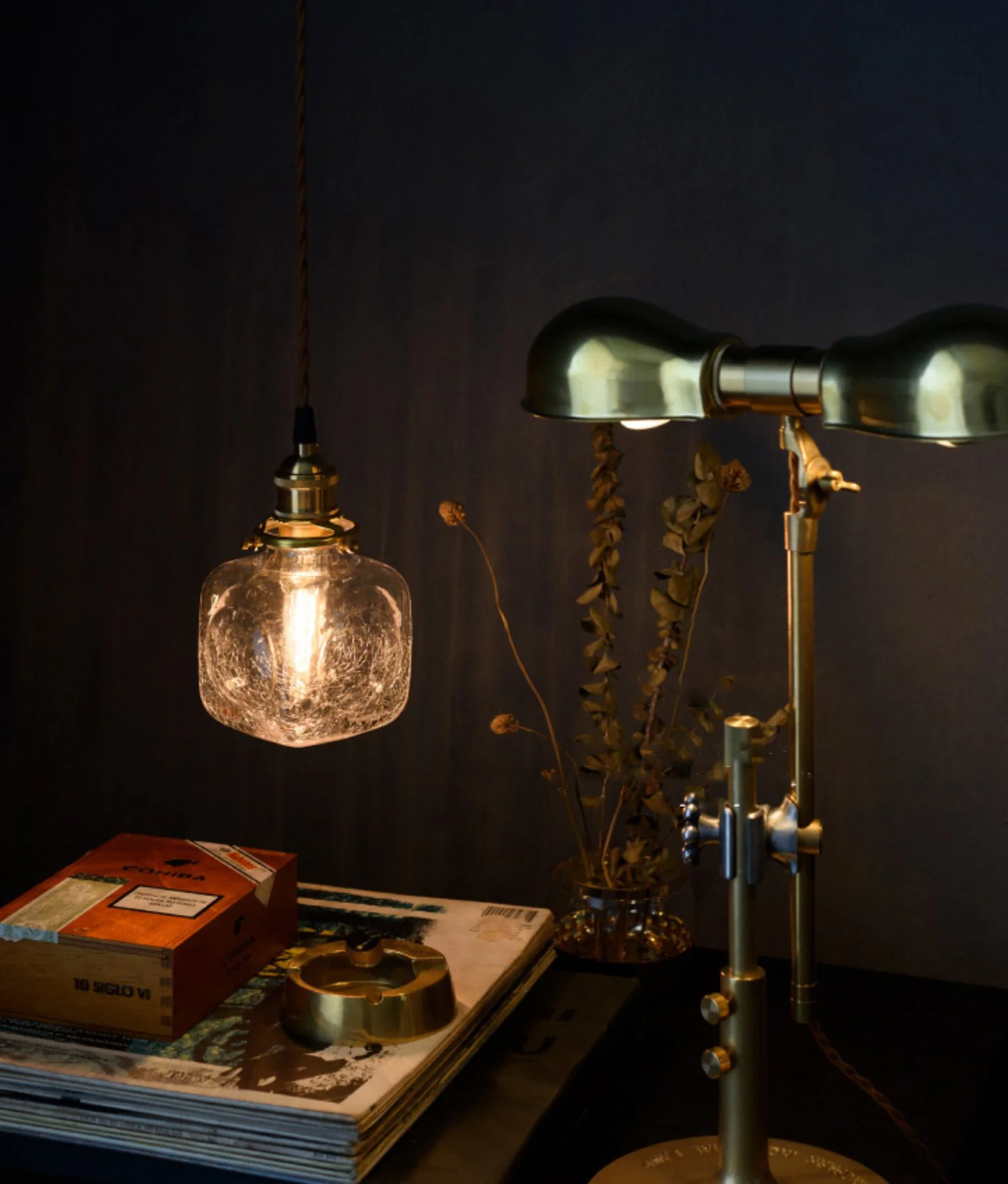 Alfred brass glass shade french country pendant light - Image 11
