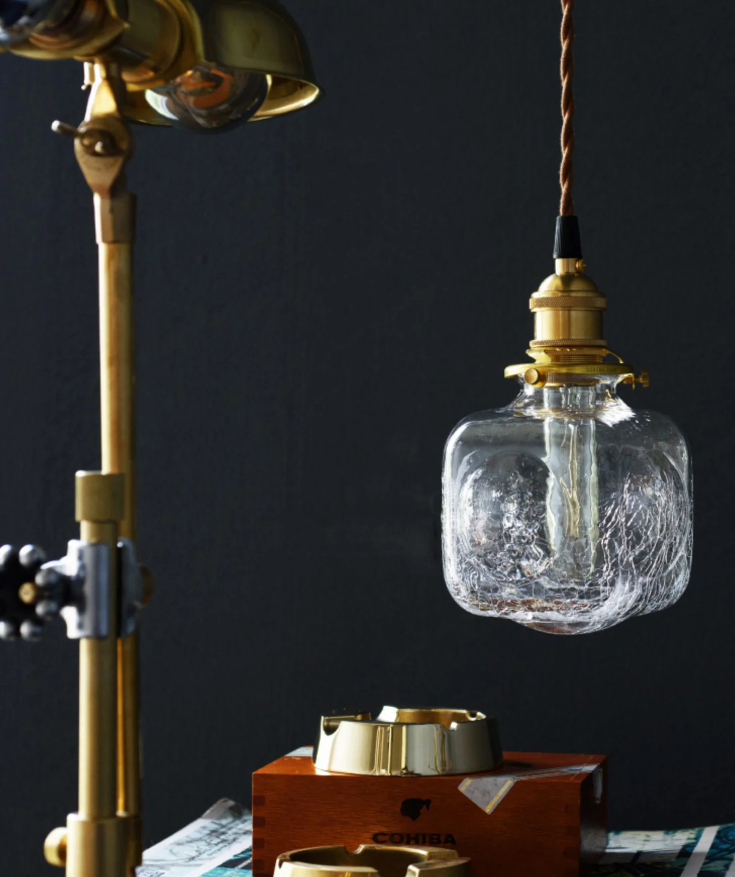 Alfred brass glass shade french country pendant light - Image 18