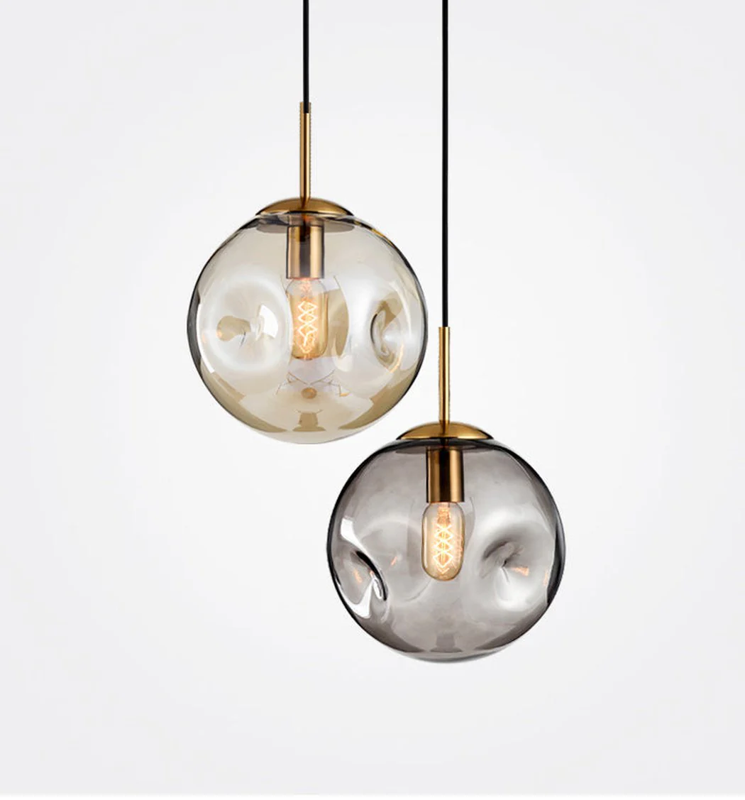 Aminta Dimpled Glass Shade Brass Pendant Light - Image 2