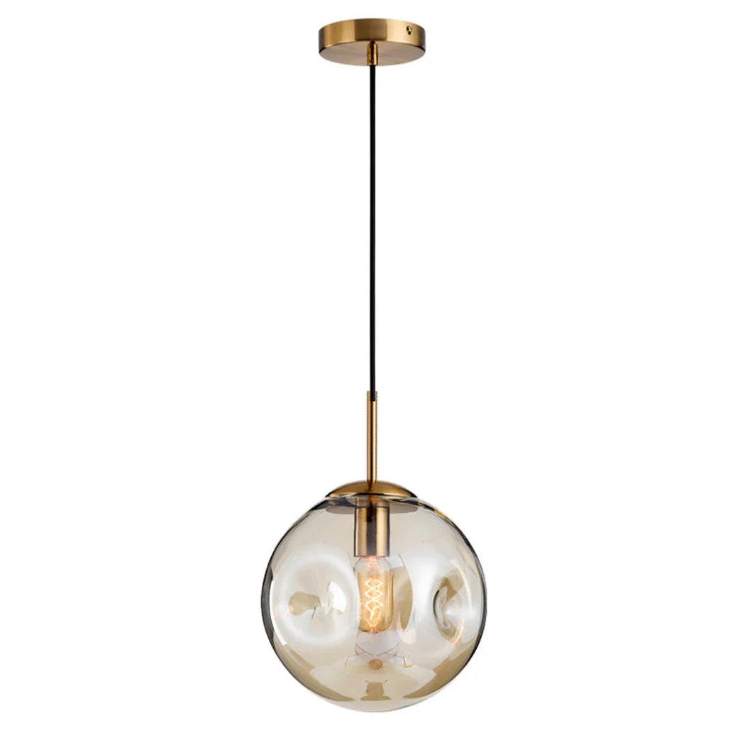 Aminta Dimpled Glass Shade Brass Pendant Light - Image 4