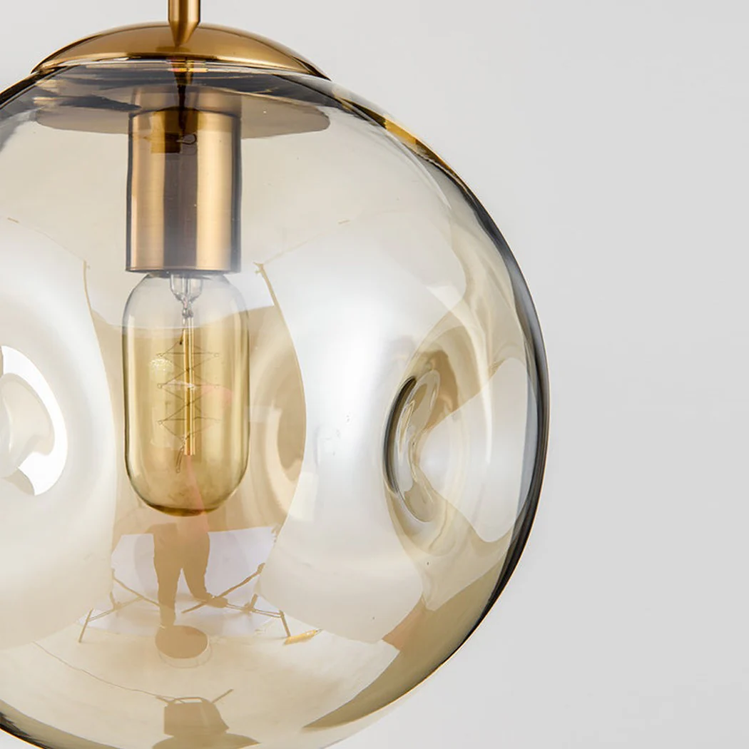 Aminta Dimpled Glass Shade Brass Pendant Light - Image 8