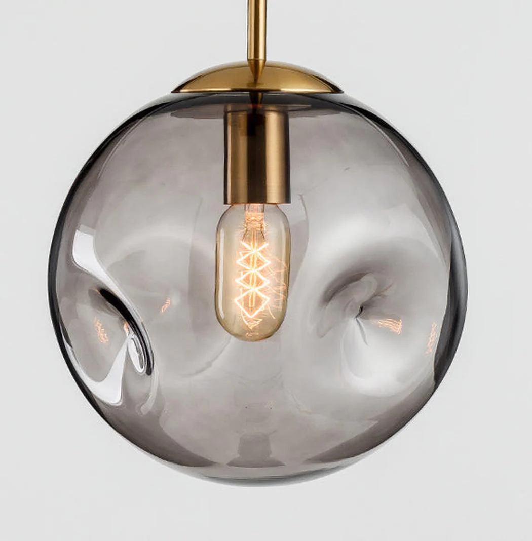 Aminta Dimpled Glass Shade Brass Pendant Light - Image 9