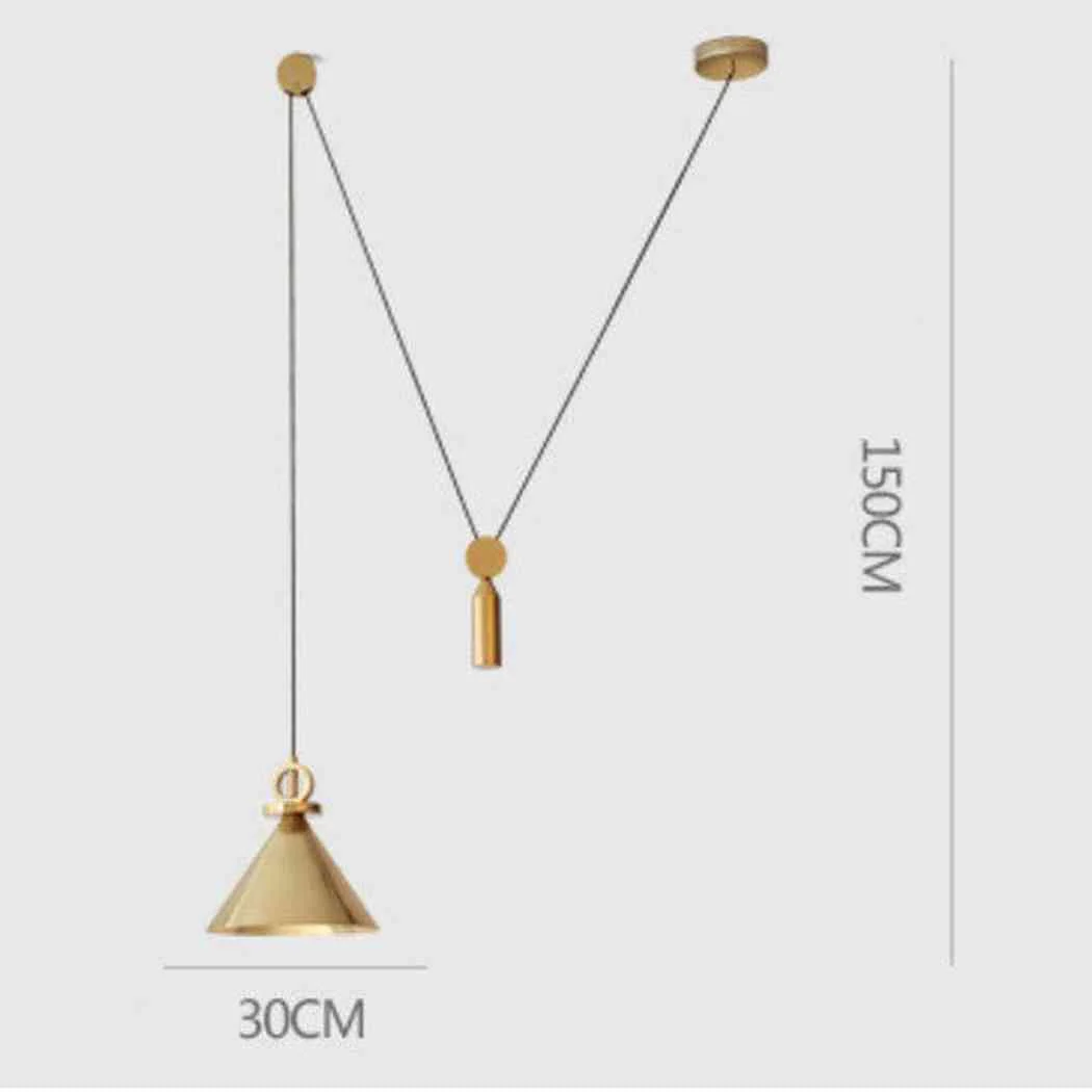 Amun Modern Pulley Brass Pendant Light - Image 10