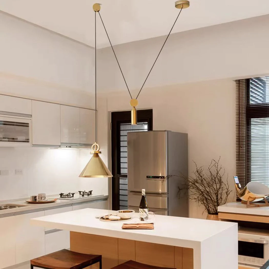 Amun Modern Pulley Brass Pendant Light - Image 15