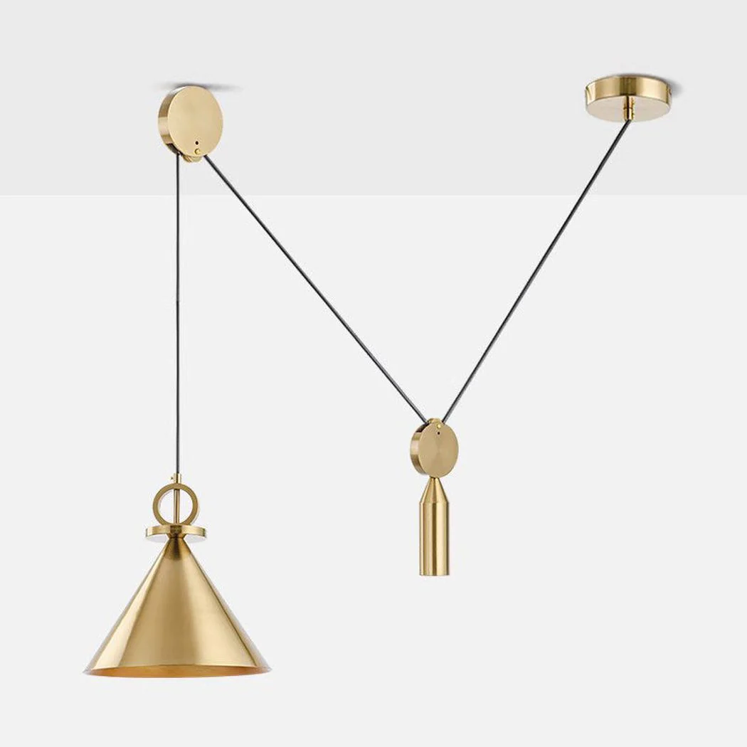 Amun Modern Pulley Brass Pendant Light - Image 16