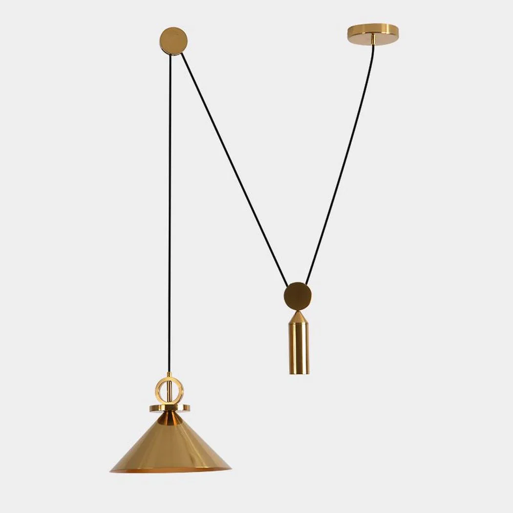 Amun Modern Pulley Brass Pendant Light - Image 18