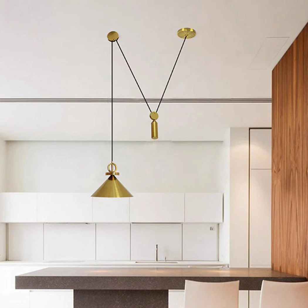 Amun Modern Pulley Brass Pendant Light - Image 21