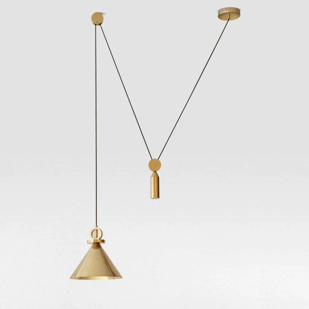 Amun Modern Pulley Brass Pendant Light - Image 3