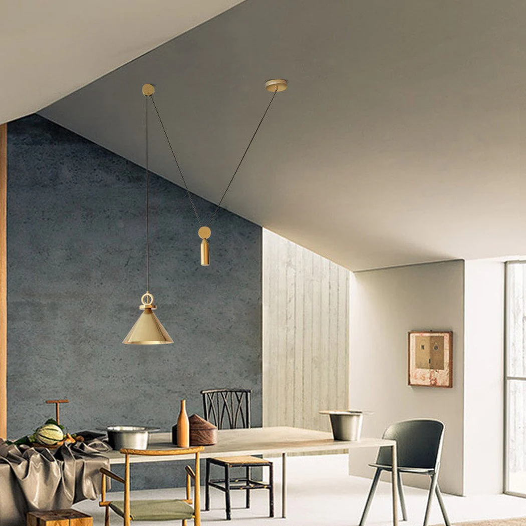 Amun Modern Pulley Brass Pendant Light - Image 4