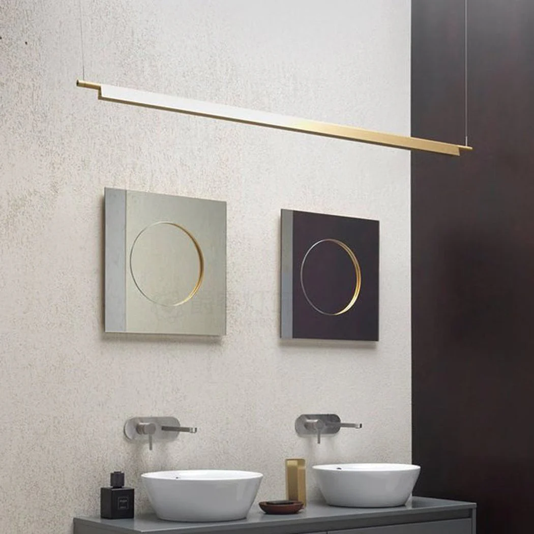 Ando Minimalist Line Brass Kitchen Island Pendant Light - Image 5