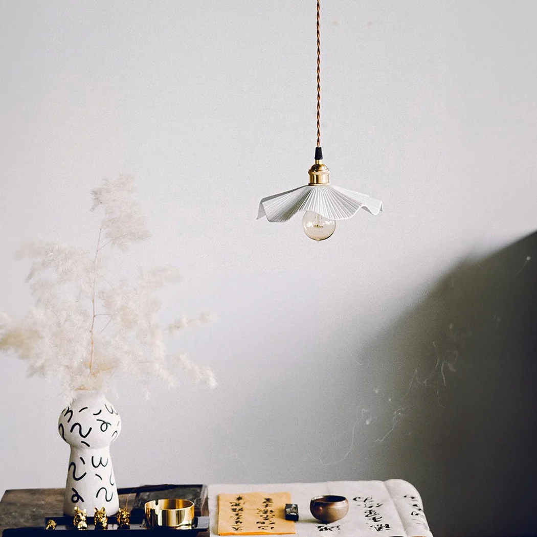 Anna Fluted Shade Brass Fitting Pendant Light - Image 10