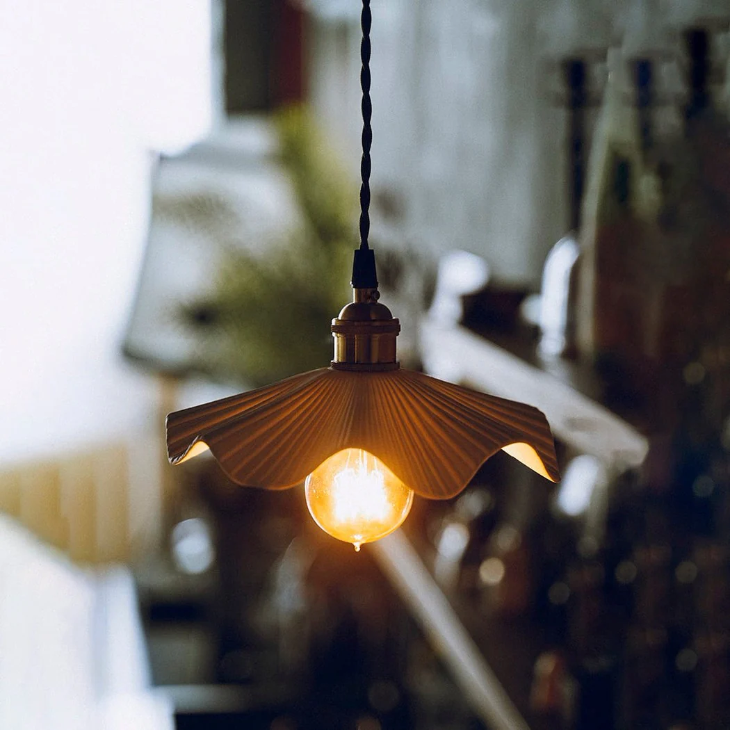Anna Fluted Shade Brass Fitting Pendant Light - Image 11