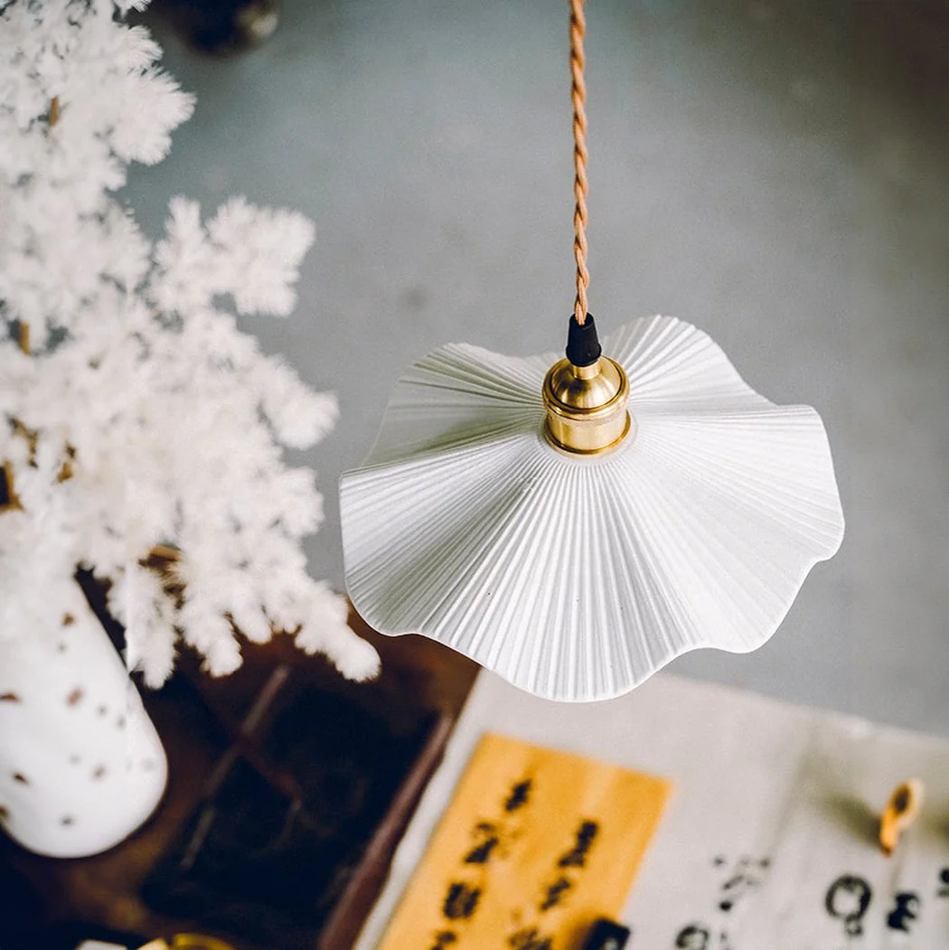 Anna Fluted Shade Brass Fitting Pendant Light - Image 9