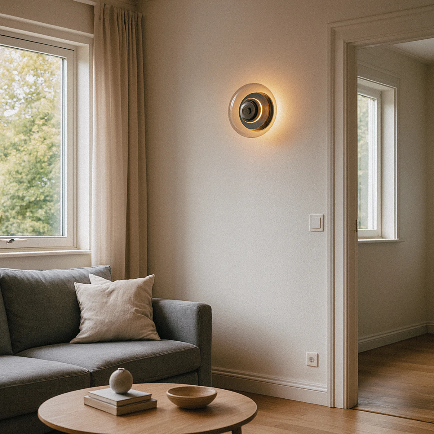 Anthé Circular Dish Glass Wall Light Sconce - Image 8