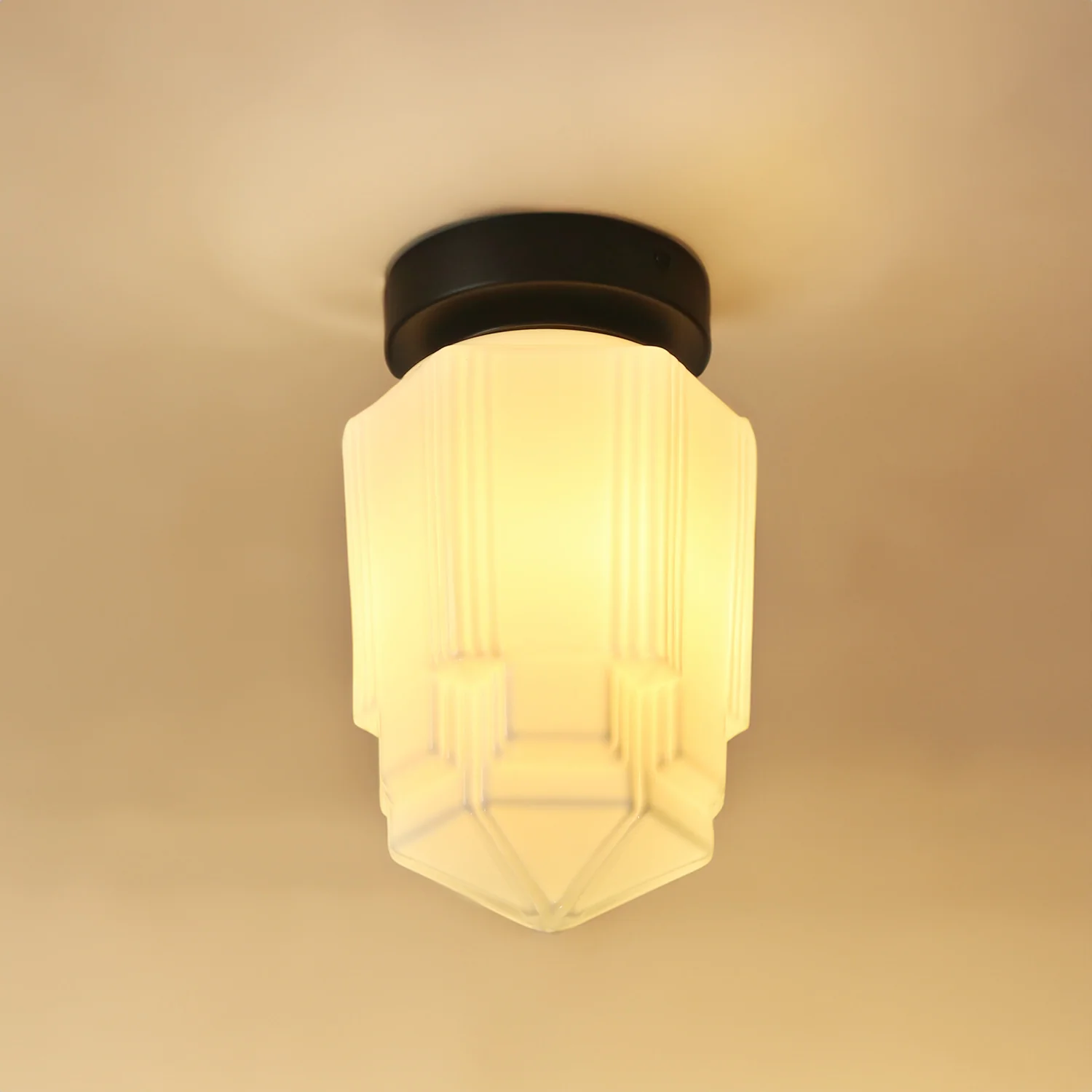 Art Deco A Milk Glass Fixed Ceiling Light - Image 11
