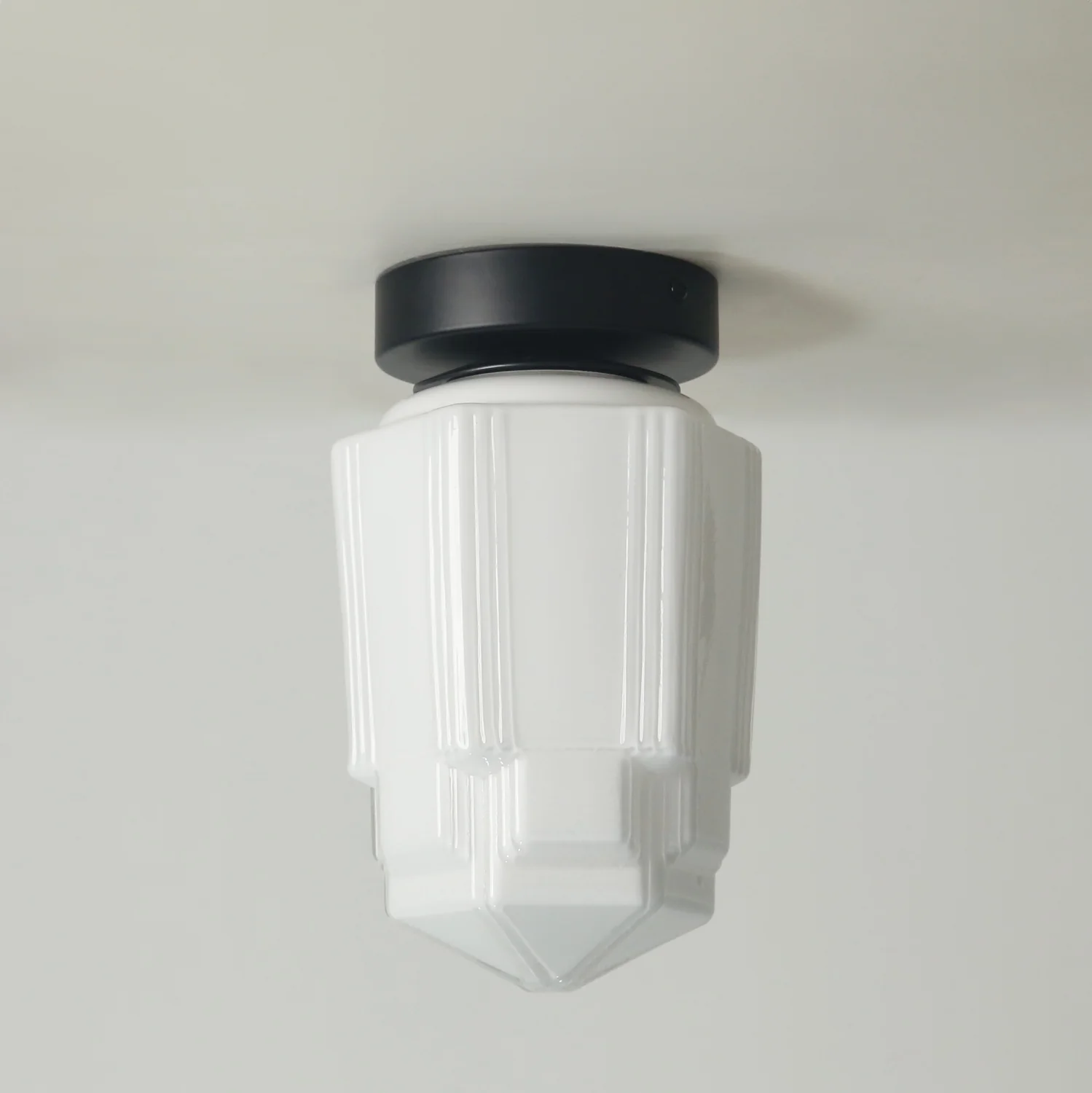 Art Deco A Milk Glass Fixed Ceiling Light - Image 15