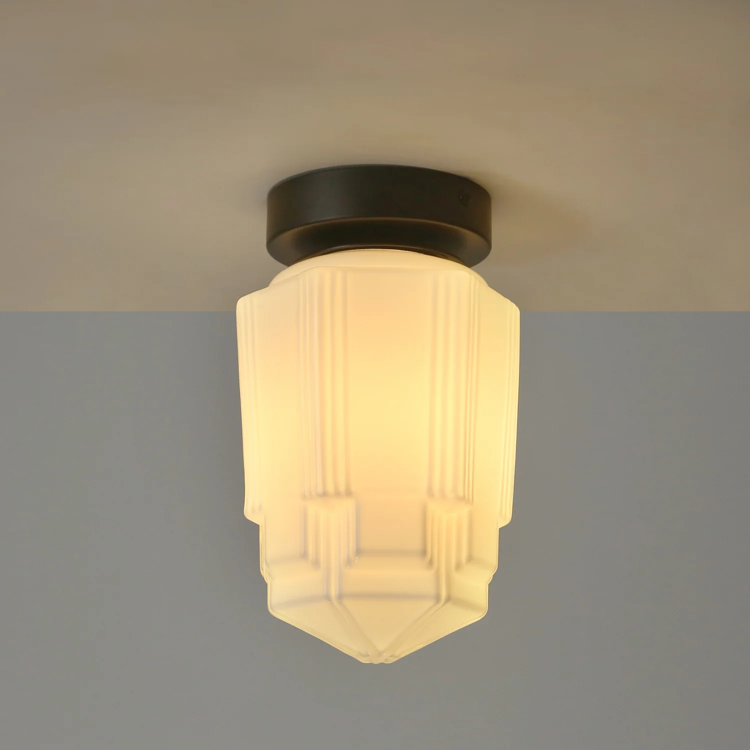 Art Deco A Milk Glass Fixed Ceiling Light - Image 4