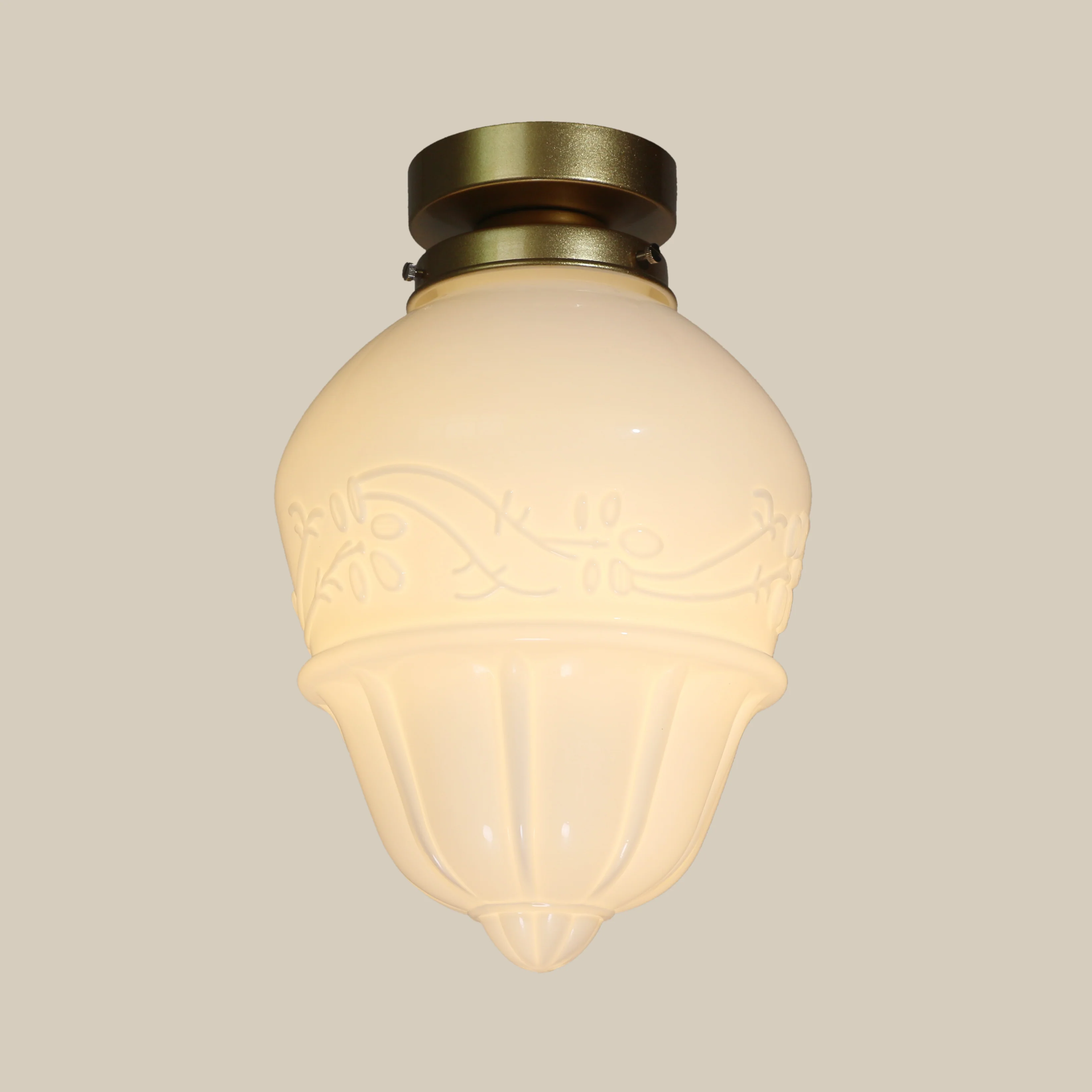 Art Deco B Milk Glass Fixed Ceiling Light - Image 3