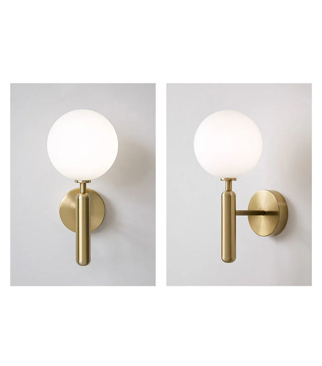 Art Deco Carlisle Glass Ball Brass Wall Light - Image 10