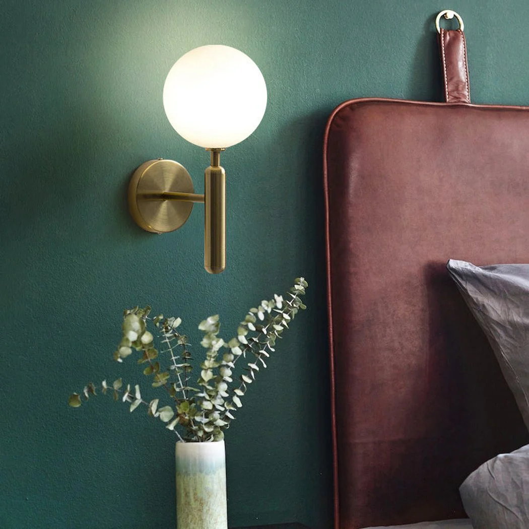 Art Deco Carlisle Glass Ball Brass Wall Light - Image 11