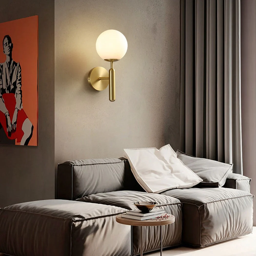 Art Deco Carlisle Glass Ball Brass Wall Light - Image 14