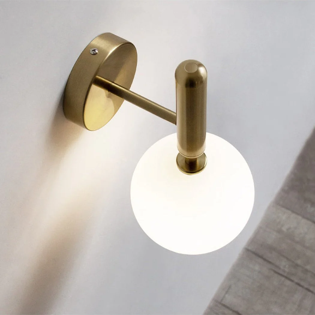 Art Deco Carlisle Glass Ball Brass Wall Light - Image 5