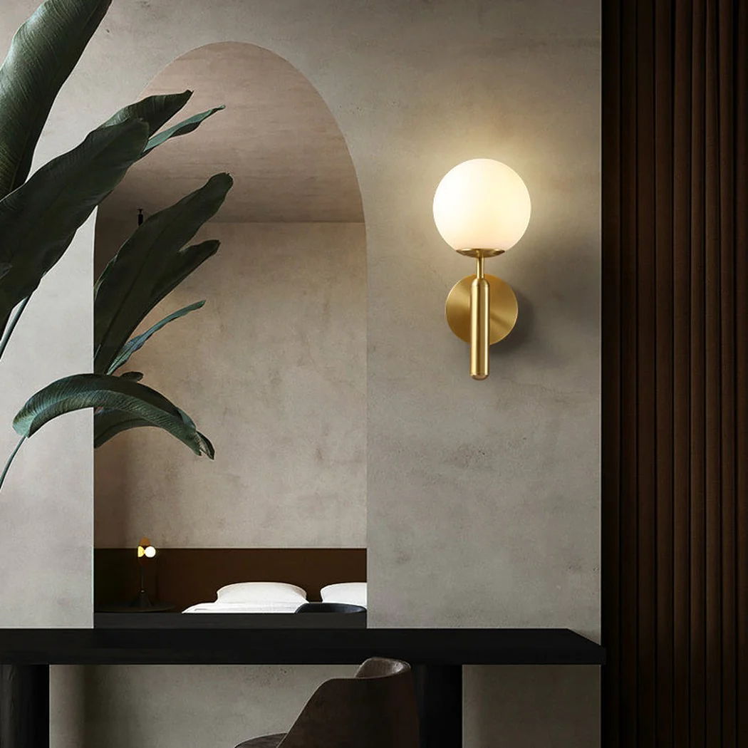 Art Deco Carlisle Glass Ball Brass Wall Light - Image 6