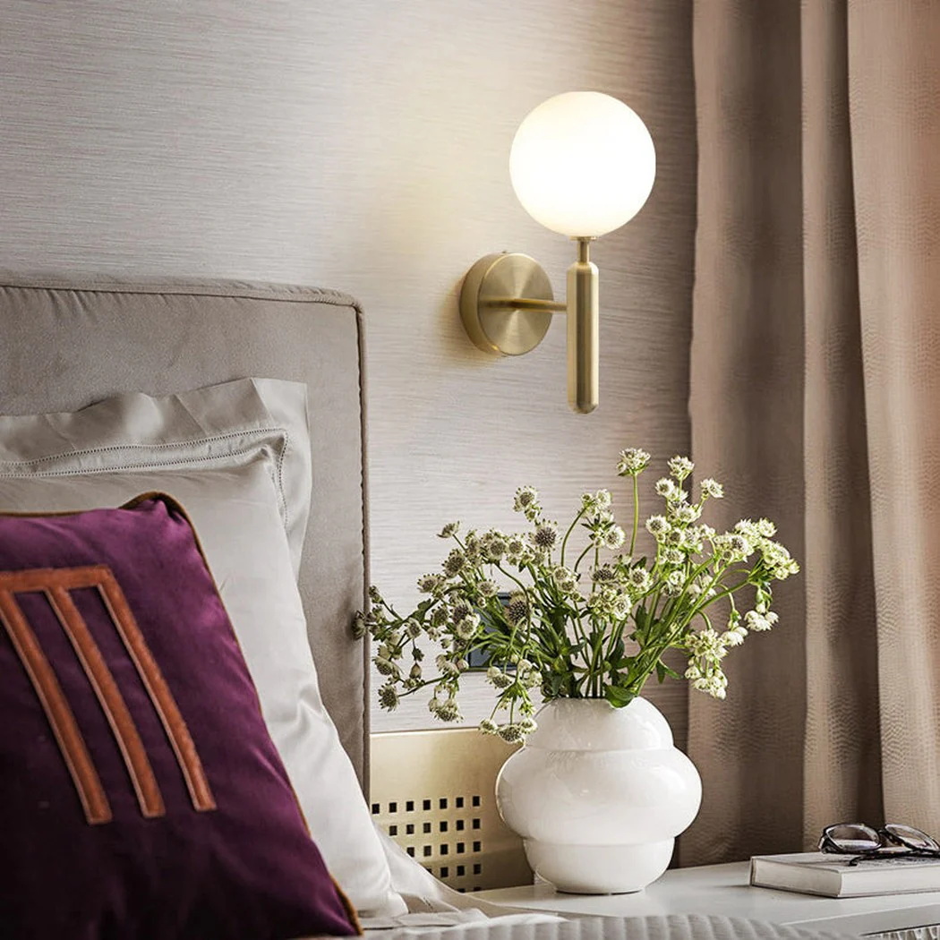 Art Deco Carlisle Glass Ball Brass Wall Light - Image 8