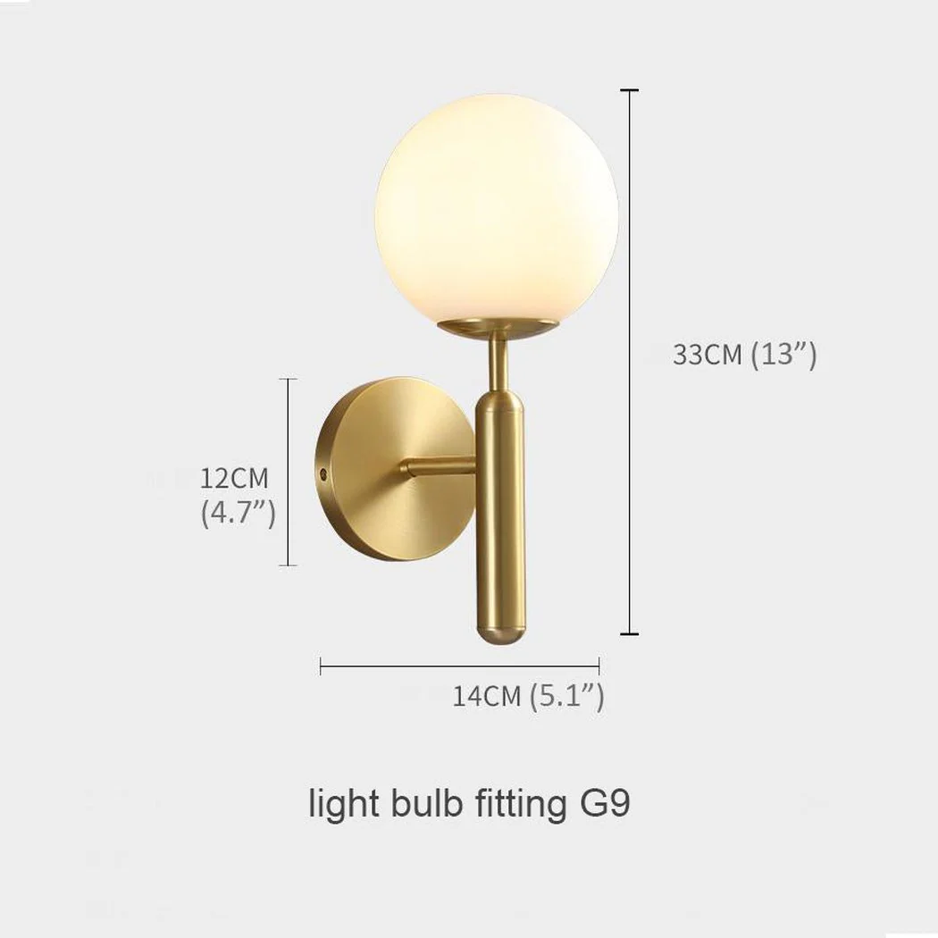 Art Deco Carlisle Glass Ball Brass Wall Light - Image 9