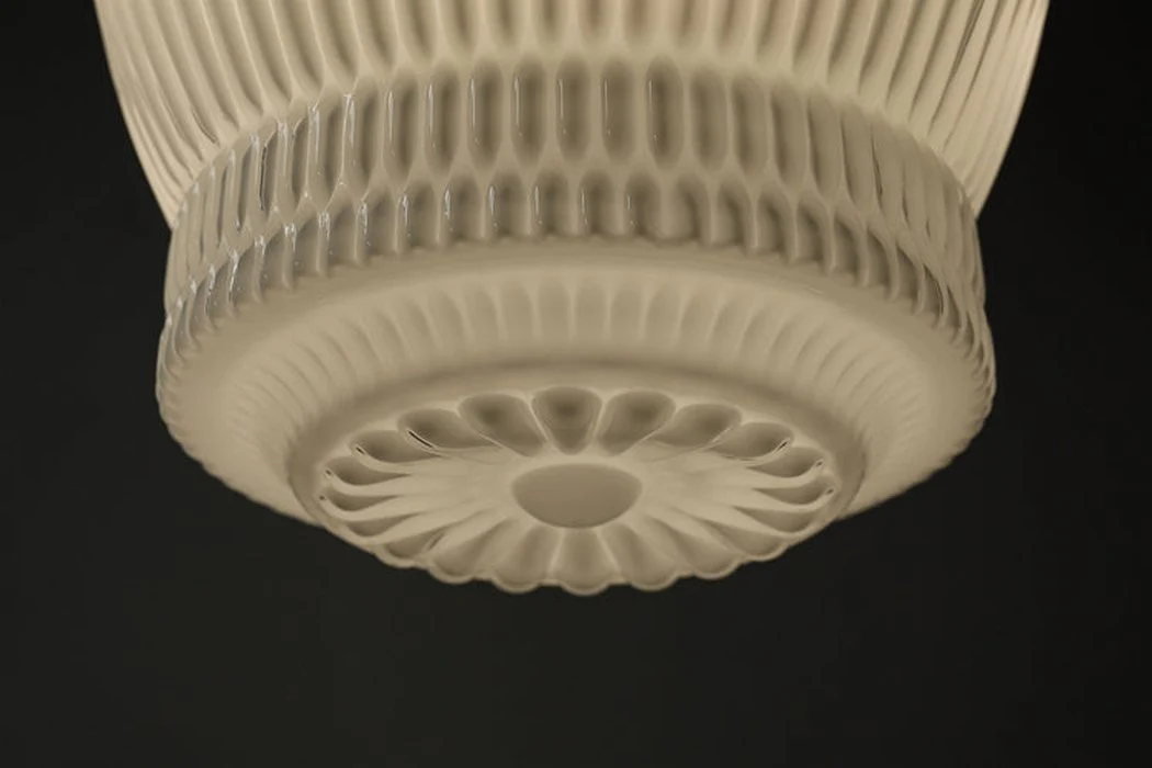Greta fluted frosted glass mid century modern pendant light - Image 13