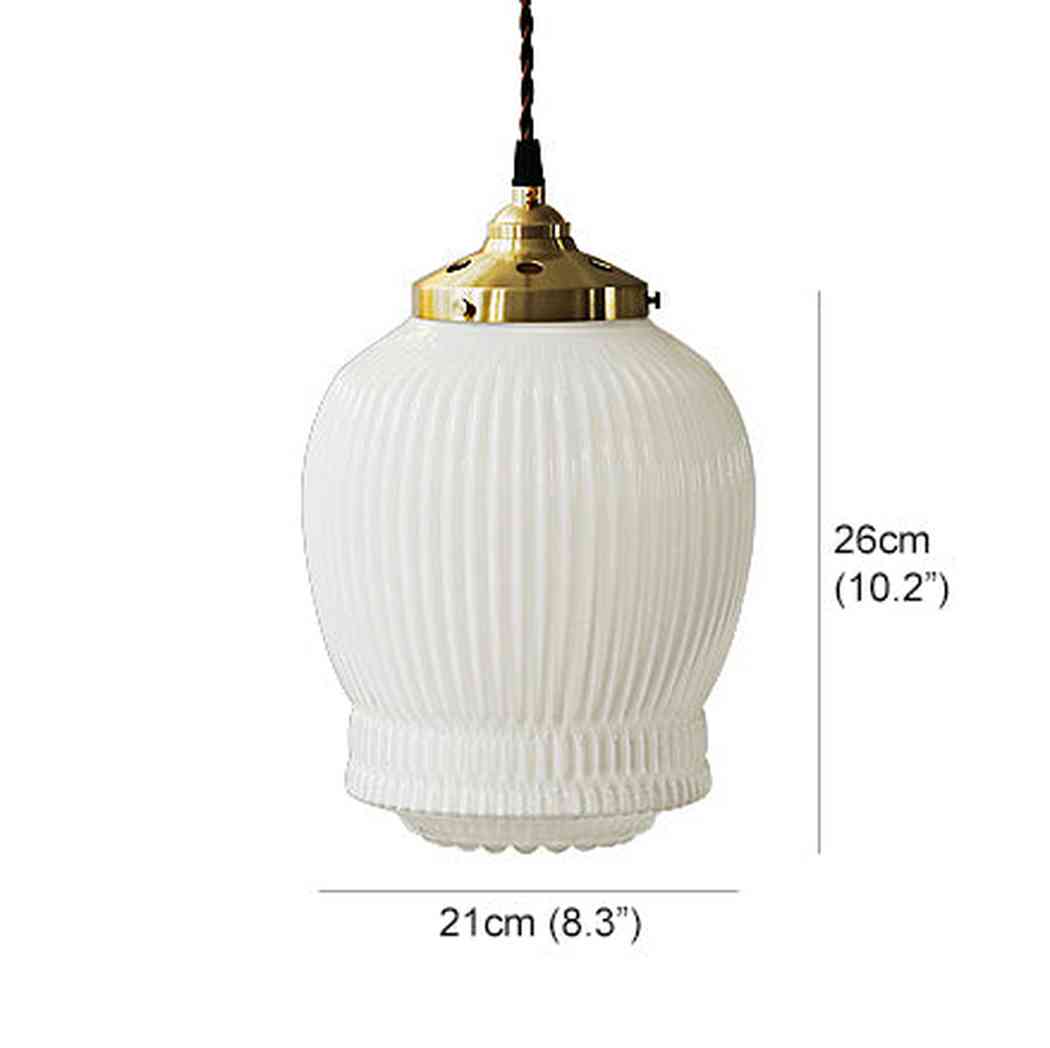 Greta fluted frosted glass mid century modern pendant light - Image 14