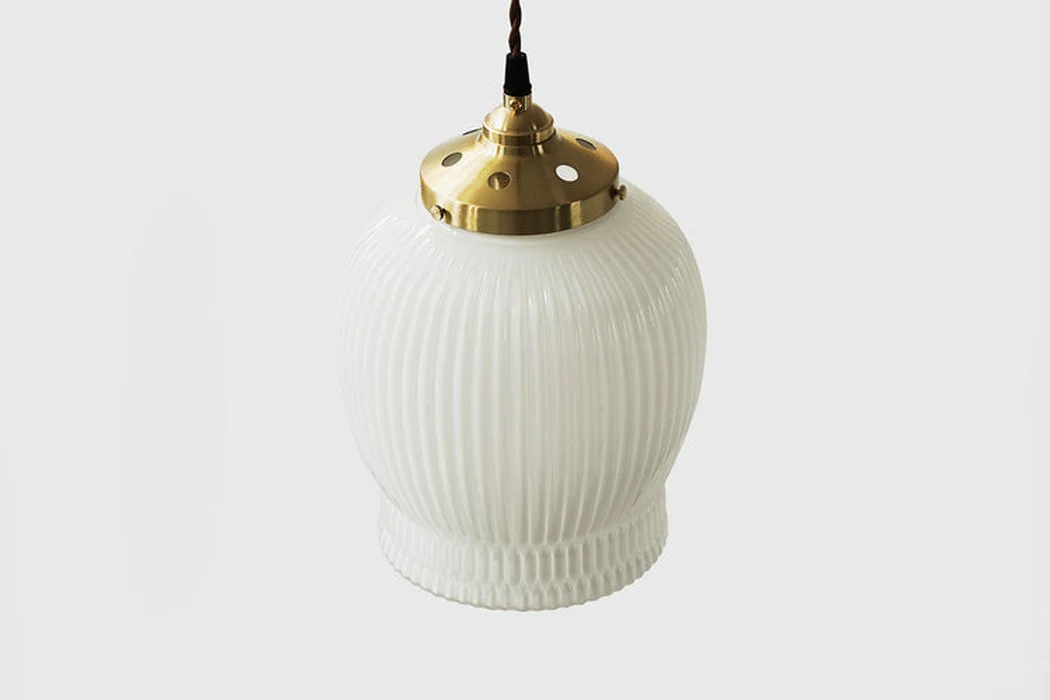 Greta fluted frosted glass mid century modern pendant light - Image 2