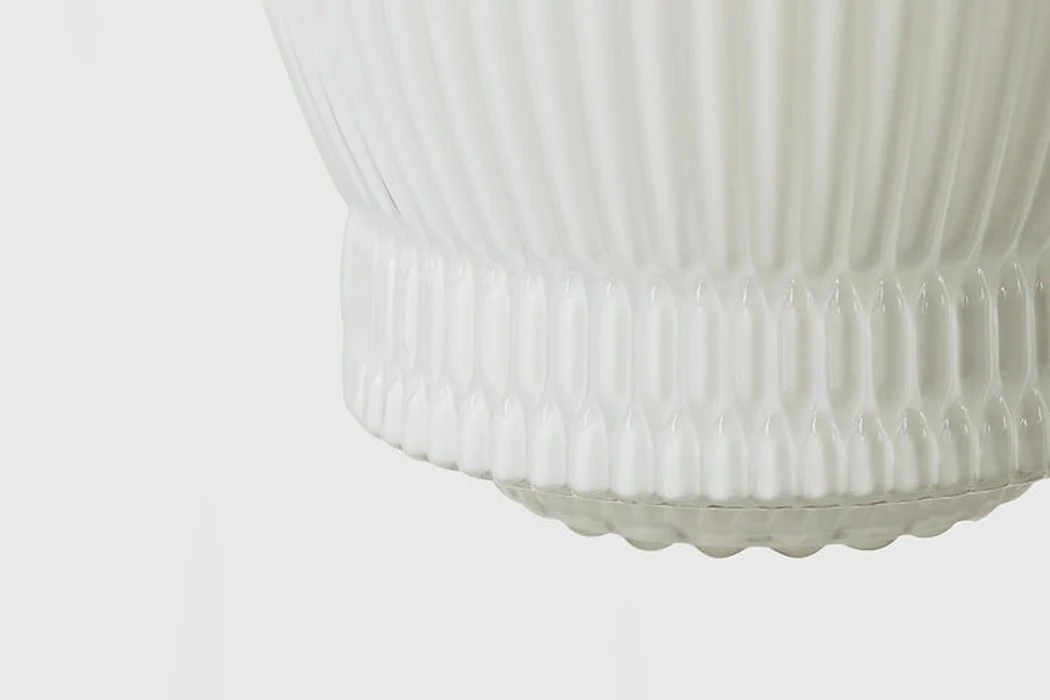 Greta fluted frosted glass mid century modern pendant light - Image 4