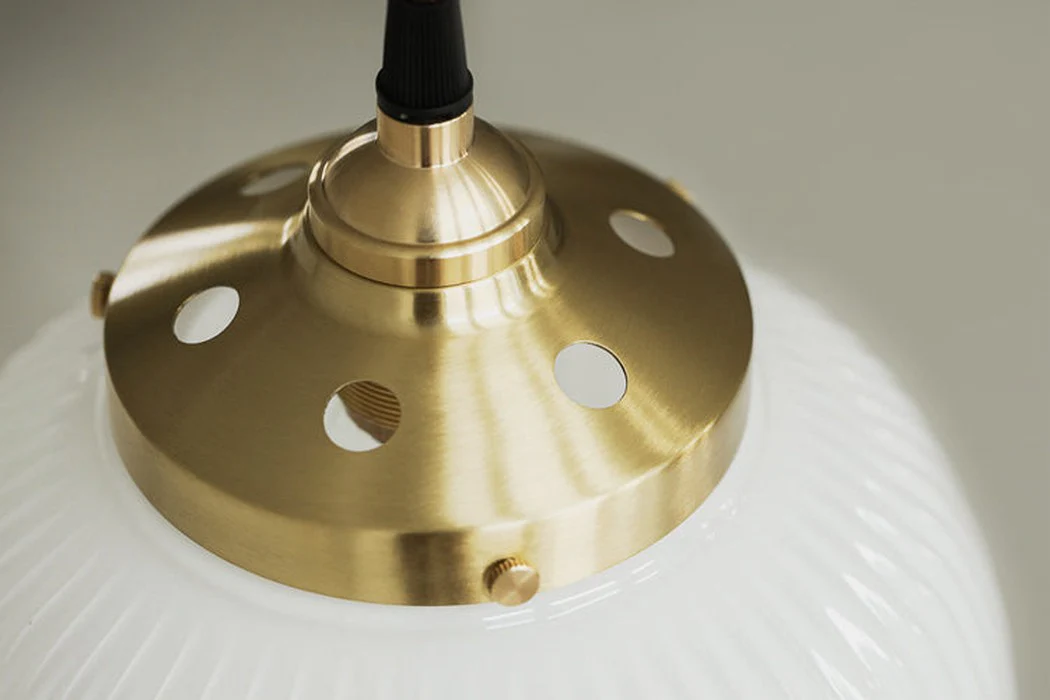 Greta fluted frosted glass mid century modern pendant light - Image 6