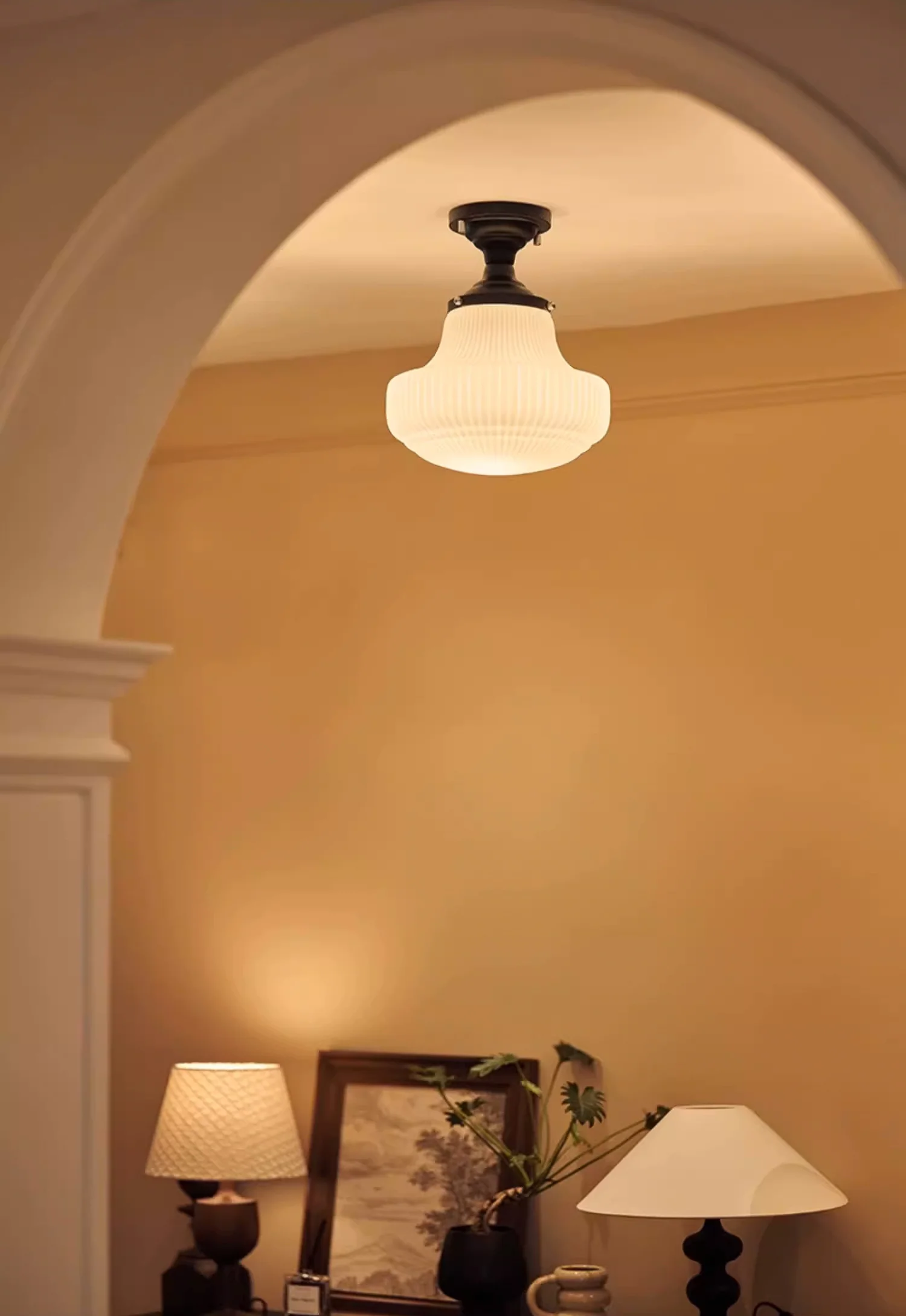 Art Deco Margot Milk Glass Fixed Ceiling Light - Image 9