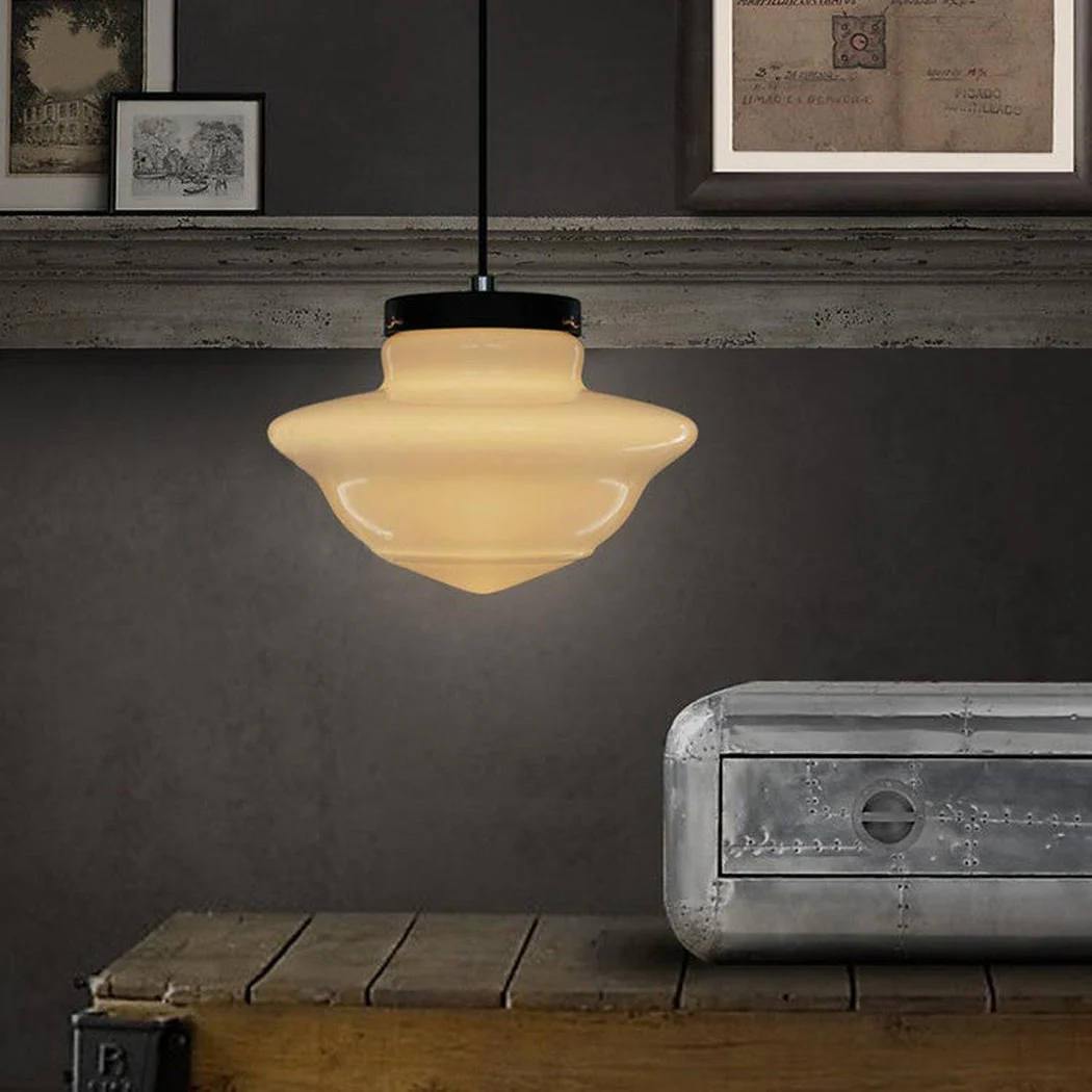 Art Deco Milk Glass Pendant Light - Image 10