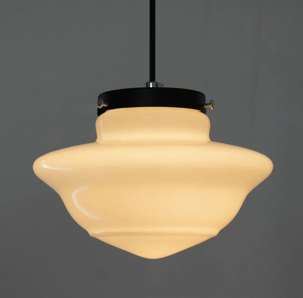 Art Deco Milk Glass Pendant Light - Image 11