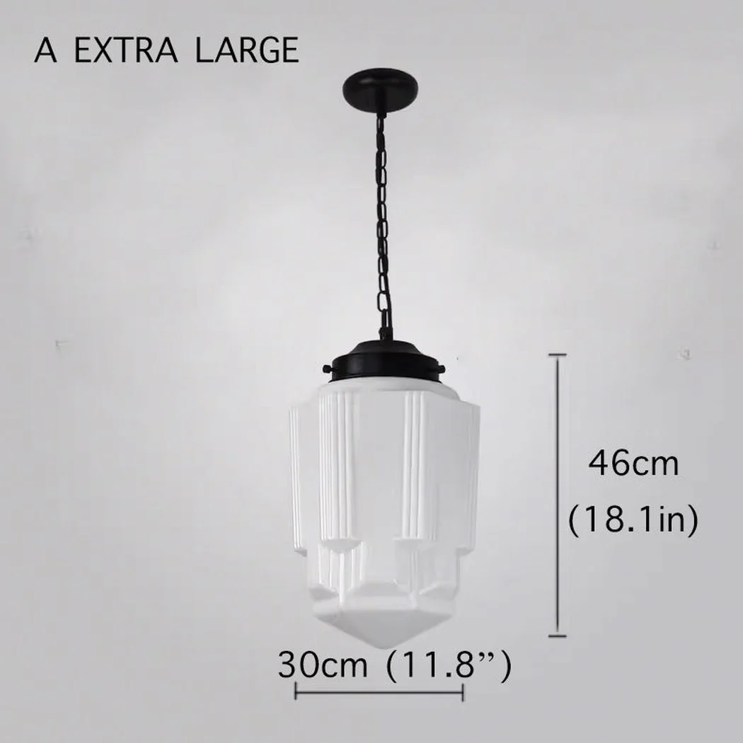 Art Deco Milk Glass Pendant Light - Image 19