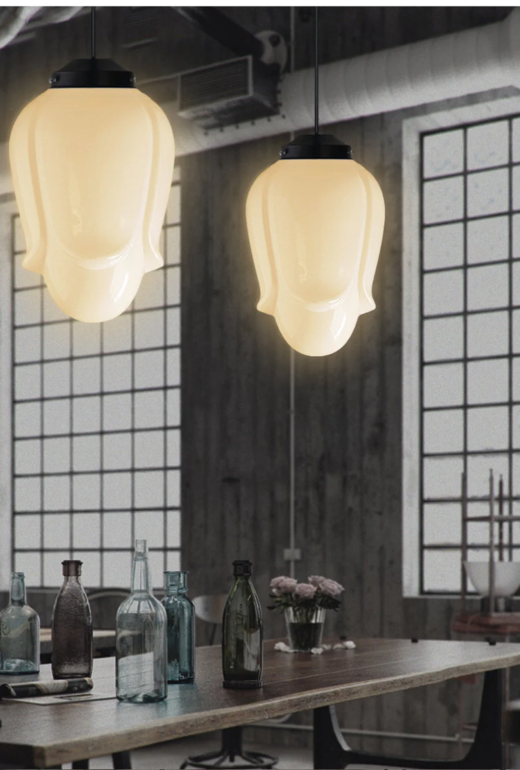 Art Deco Milk Glass Pendant Light - Image 5