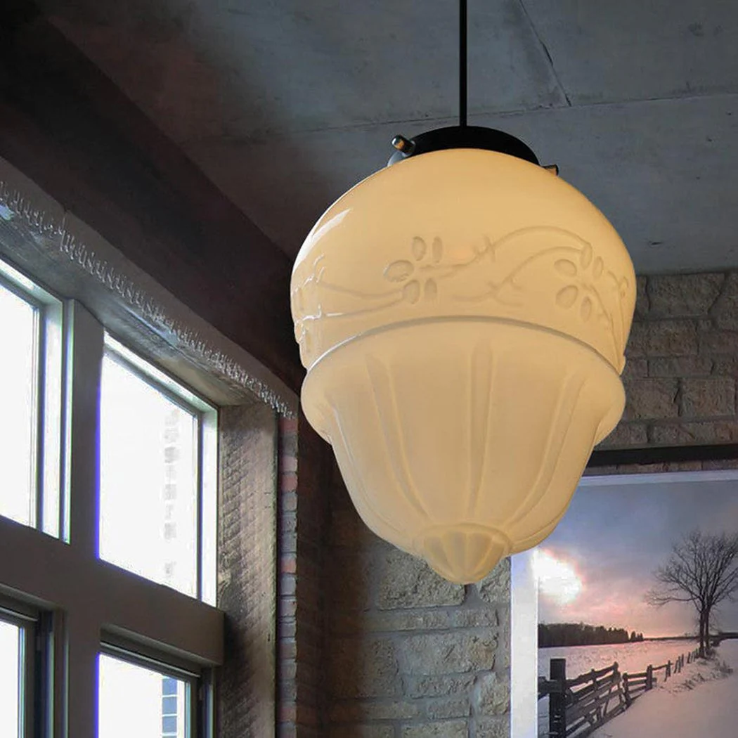Art Deco Milk Glass Pendant Light - Image 6