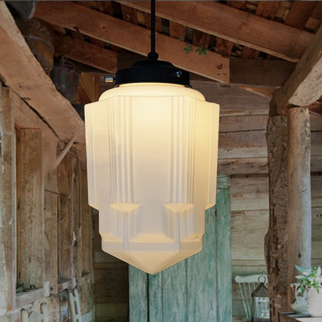 Art Deco Milk Glass Pendant Light - Image 7