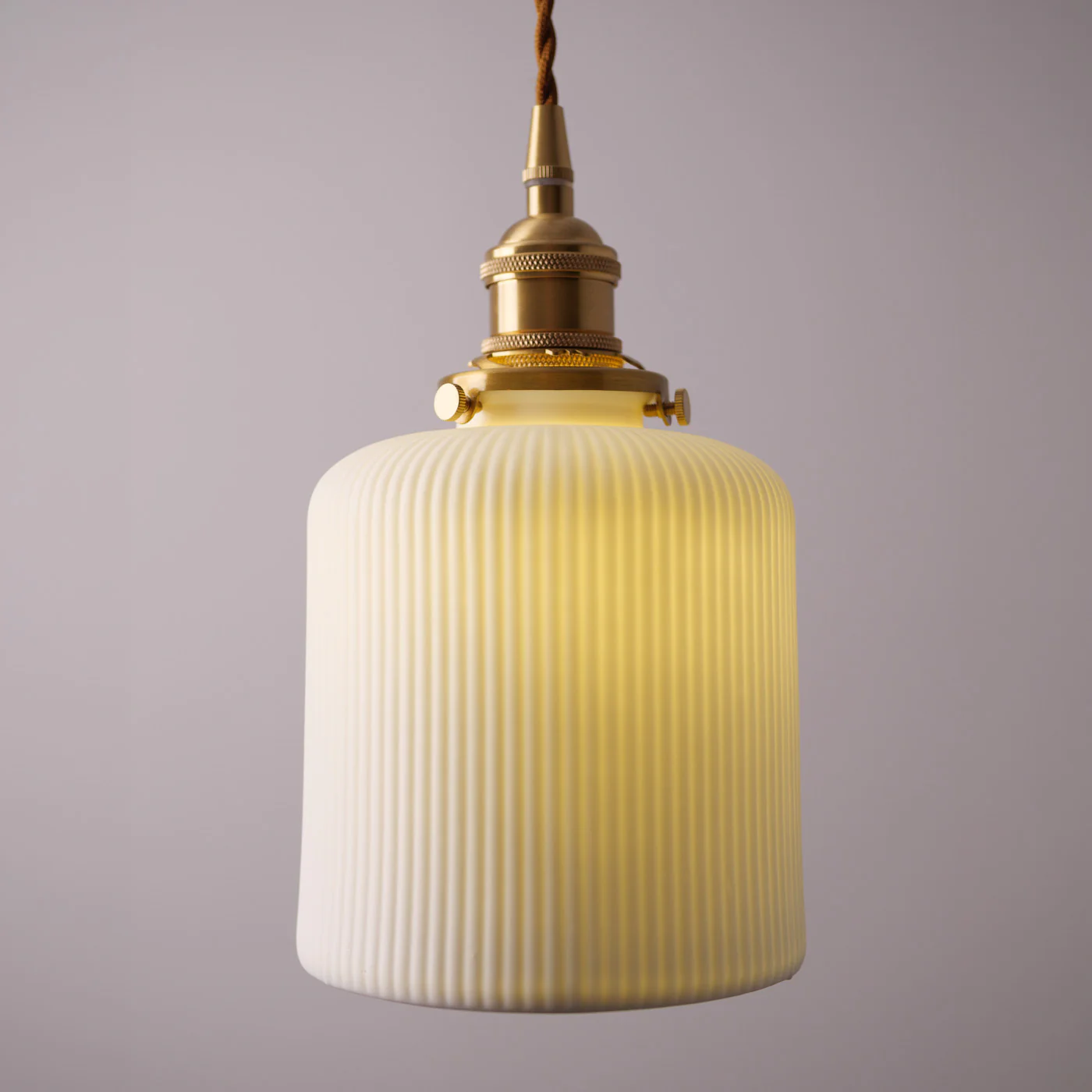 Sjöborre Art Deco White Glass Shade Brass Fitting Pendant Light - Image 3